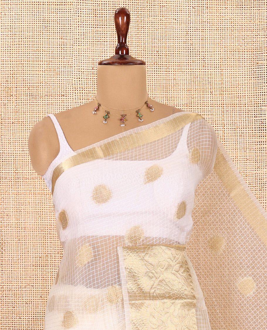 Off-White Semi-Organza Saree