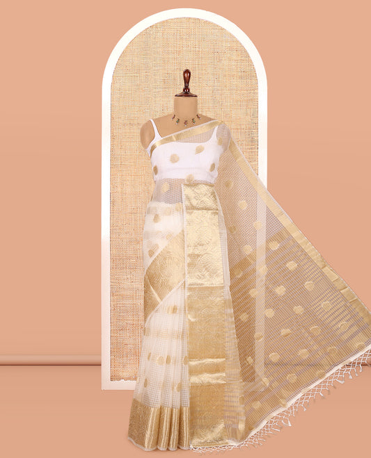 Off-White Semi-Organza Saree