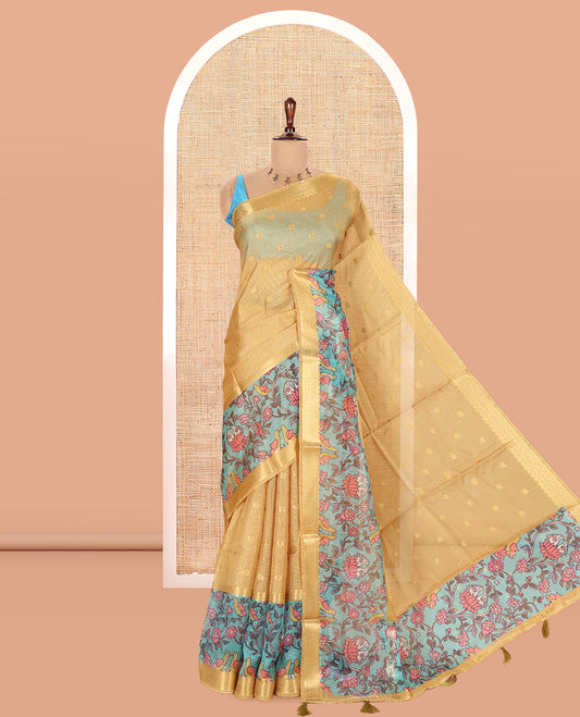 Mustard Kota Chex Saree