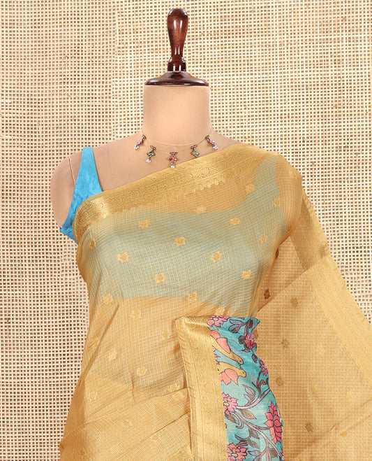 Mustard Kota Chex Saree