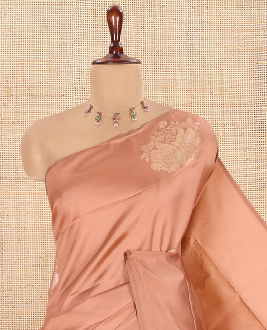Borderless Rust Peach Elite Soft Silk Saree
