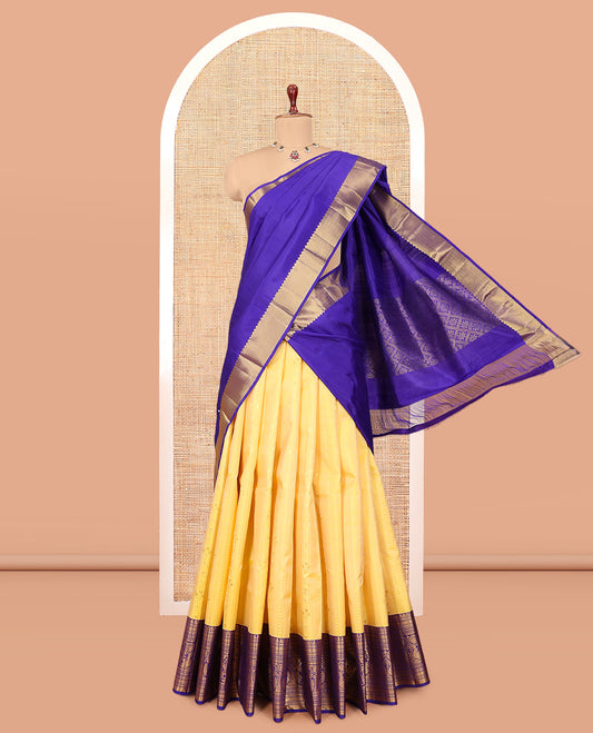 Yellow Pure Silk Half Saree