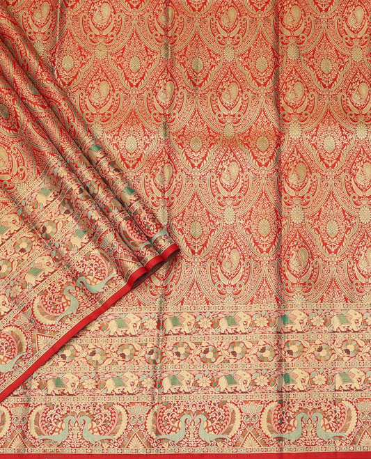 Red Pure Silk Half-Saree