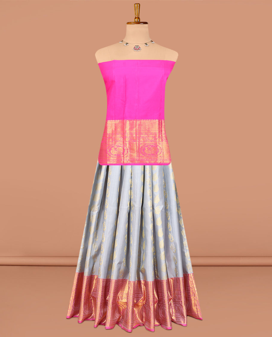 Grey Pure-Silk Half-Saree