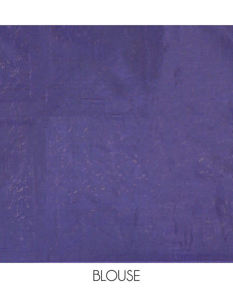 Borderless blue geometric design silk cotton saree with argyle design pallu