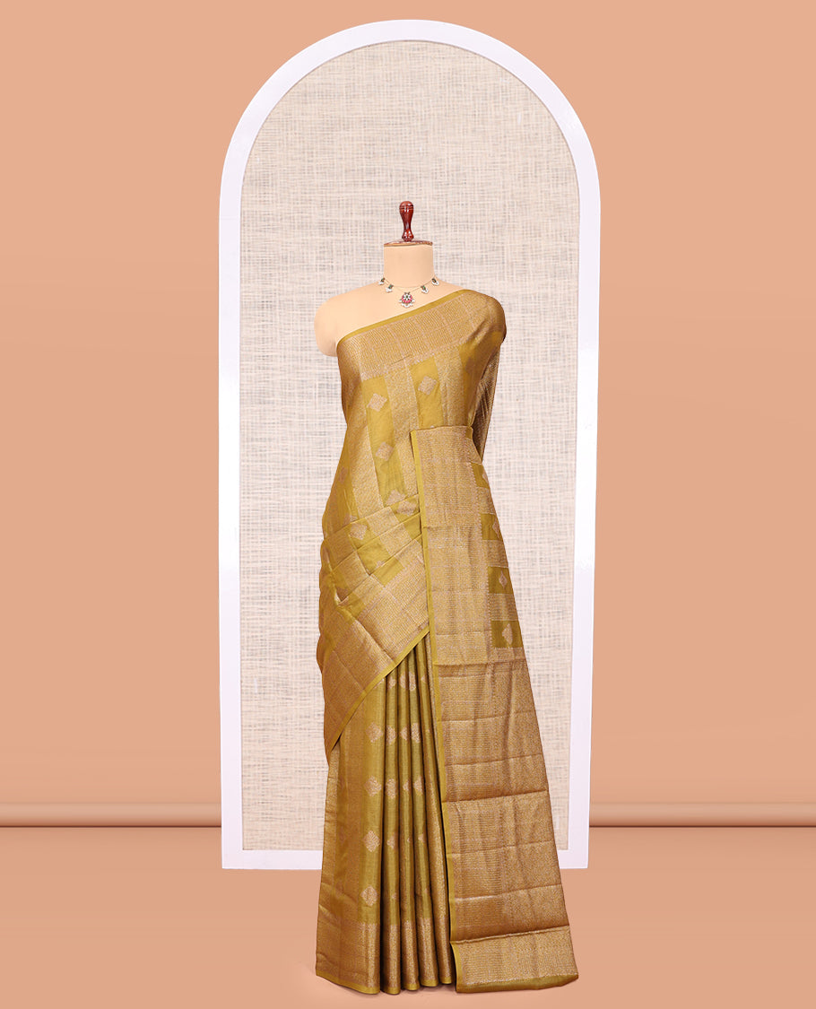 Mustard Tussar Silk Saree