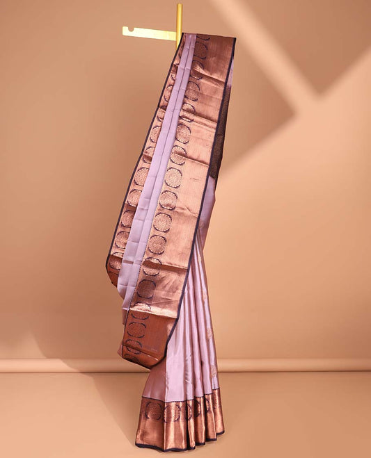 Lavender floral design vasundhara silk mix saree with contrast zari design border & intricate zari design pallu
