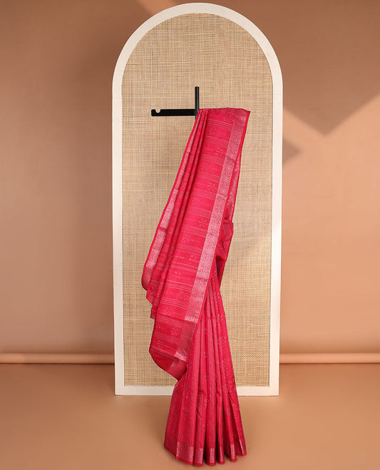 Red floral design vasundhara elite silk saree with self intricate zari design border & floral design pallu