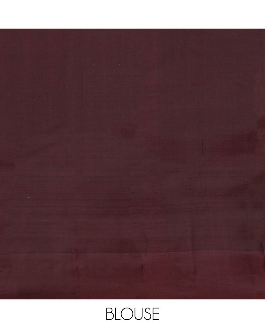 Grey zari buttas silk saree, contrast plain border & pallu of paiyaadi kann designs