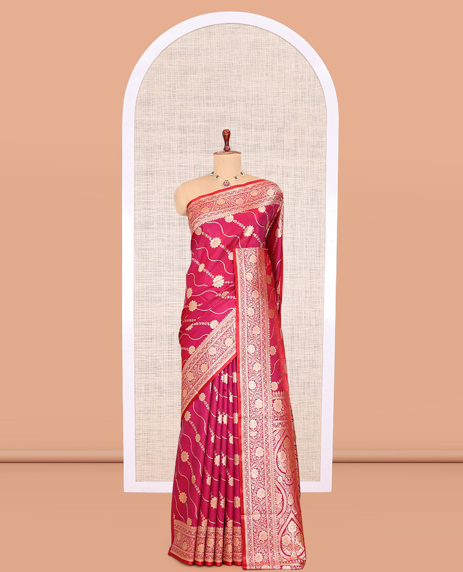 Pink Banaras Nylon Saree