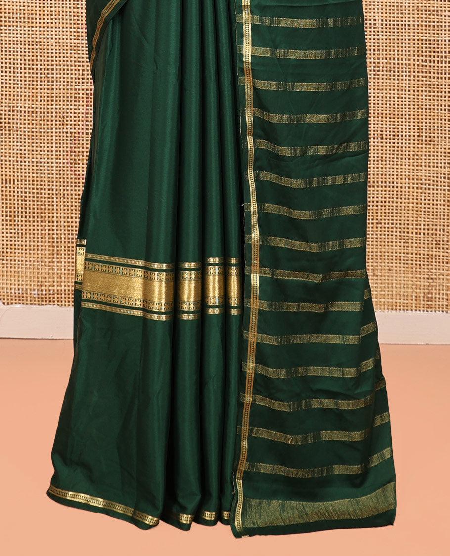 Bottle Green Semi-Mysore Silksaree, a Traditional Zari Border, a Matching Blouse