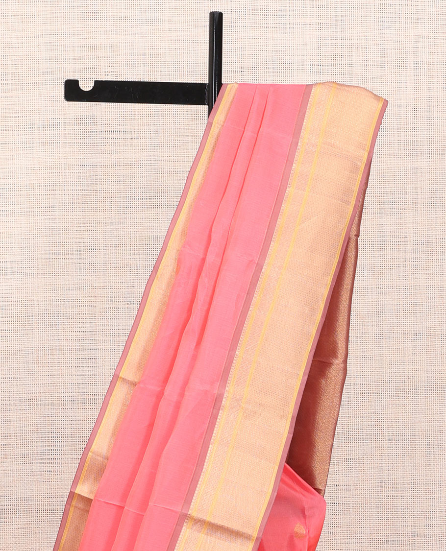 Pink-Light Chocolate Vasundhara Lite Silk Mix Saree