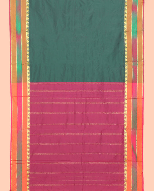 Green Plain Ten-Yard Art Silk Saree