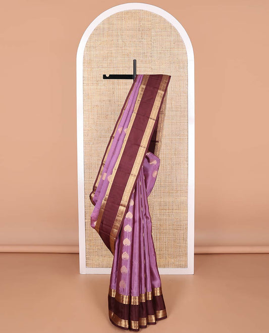 Purple leaf buttas vansundhara elite silk saree with contrast rettai pettu zari design border  & checked design pallu