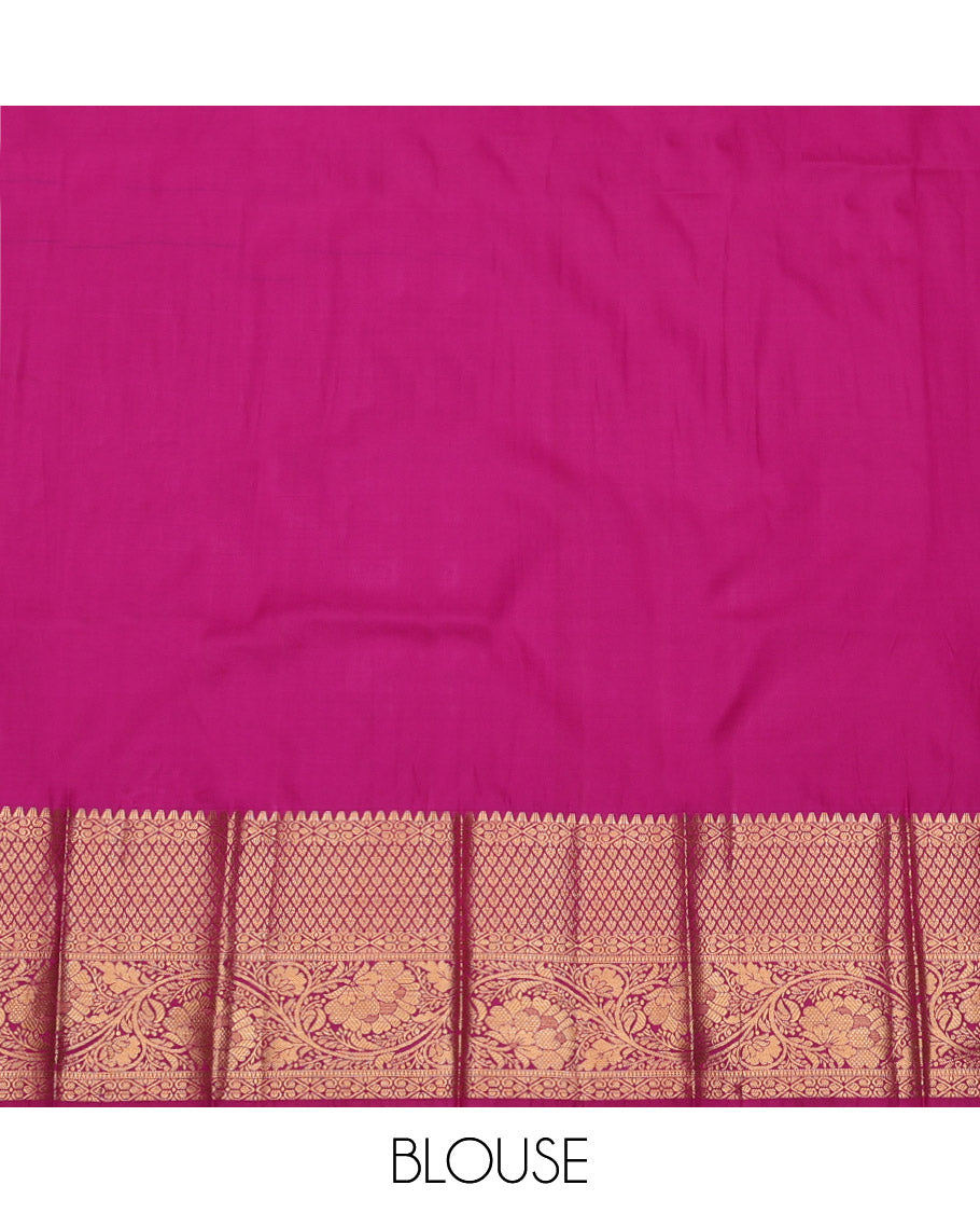 Blue Budget Silk Saree, Mesmerized with Jacquard Design, Complemented by a Contrast Traditional Zari Border, Grand Pallu, and a Contrast Blouse