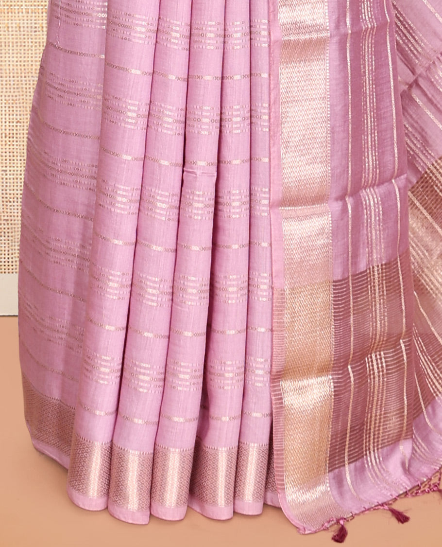 Pale Pink Assam Silk Saree