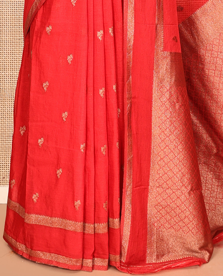 Red Fancy Crepe Saree