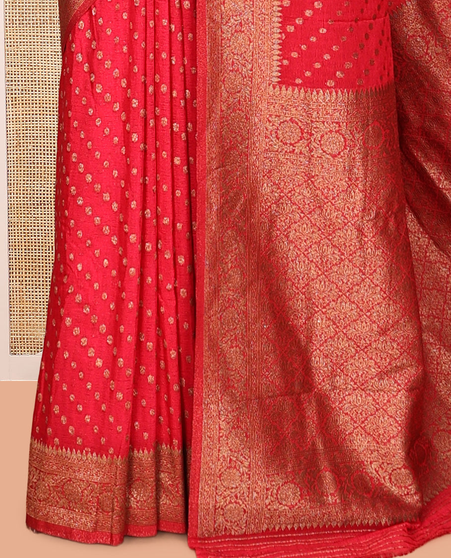Red Fancy Crepe Saree