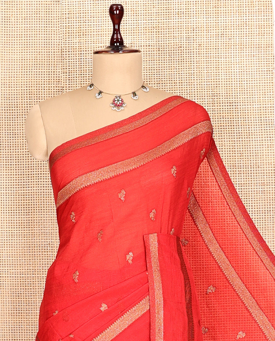 Red Fancy Crepe Saree
