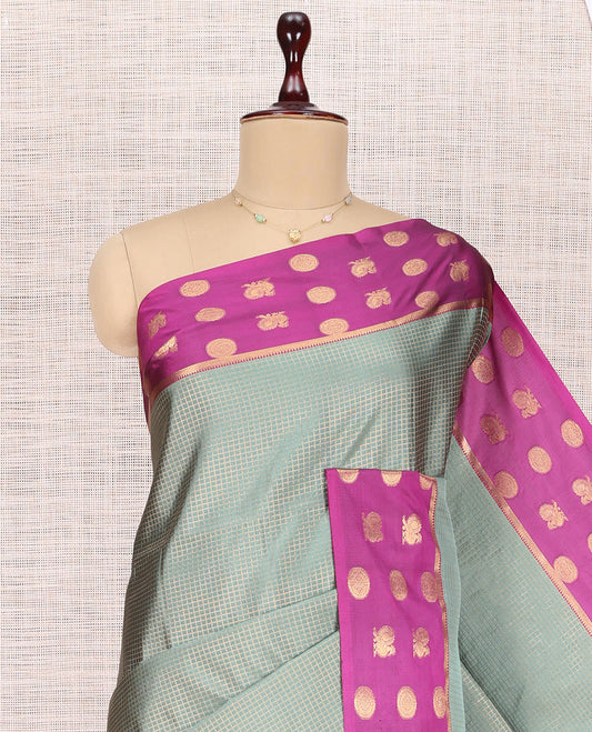 Grey Peacock Chakram Budget Silk Saree