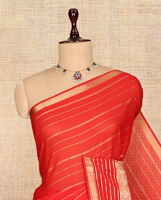 Red Semi Mysore Silk Saree