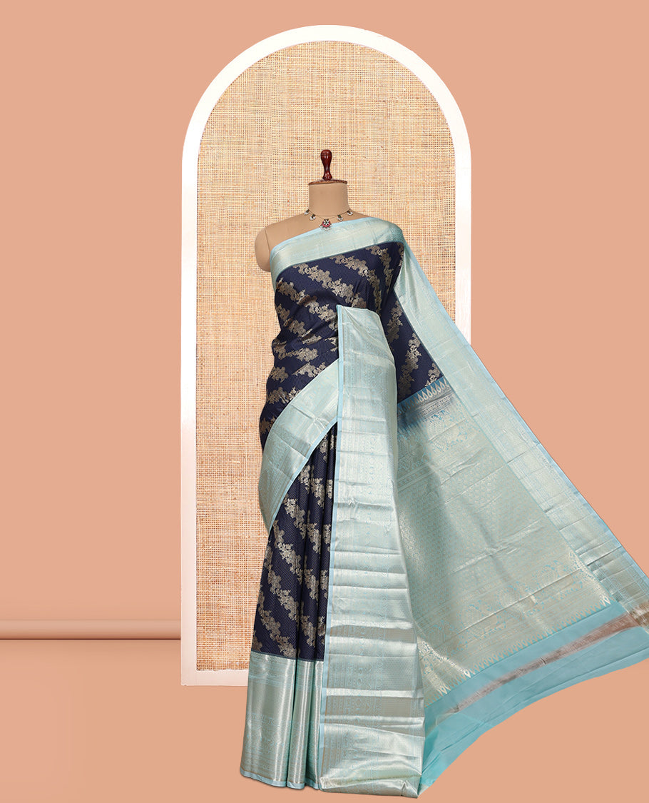 Navy Blue-Sea Blue Budget Silk Saree