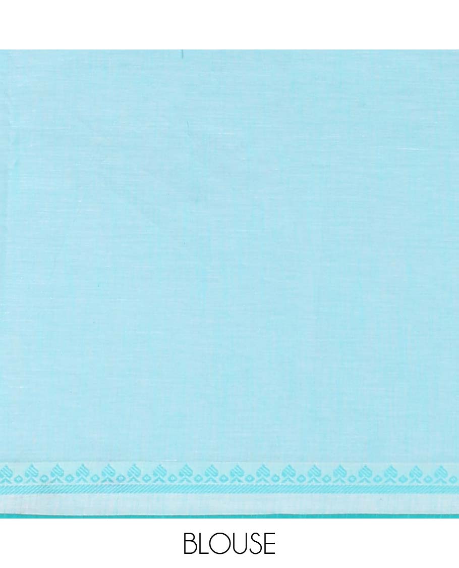 Multi-color floral vine design chirala cotton saree with contrast border & striped pallu