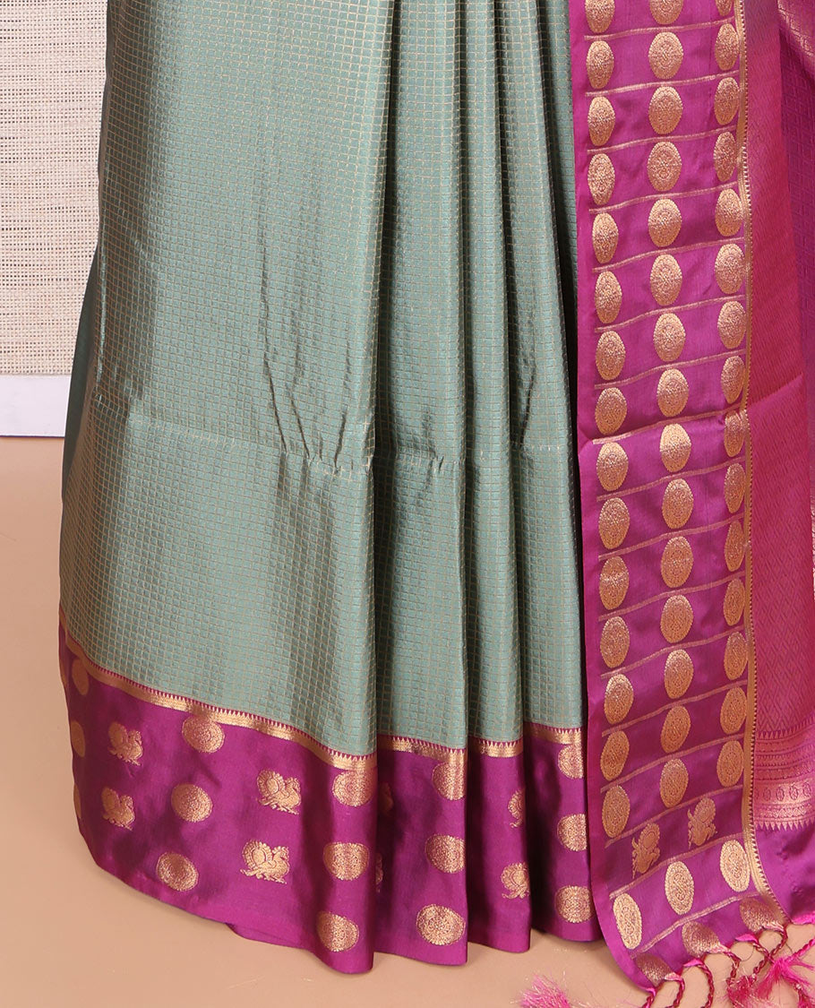 Grey Peacock Chakram Budget Silk Saree