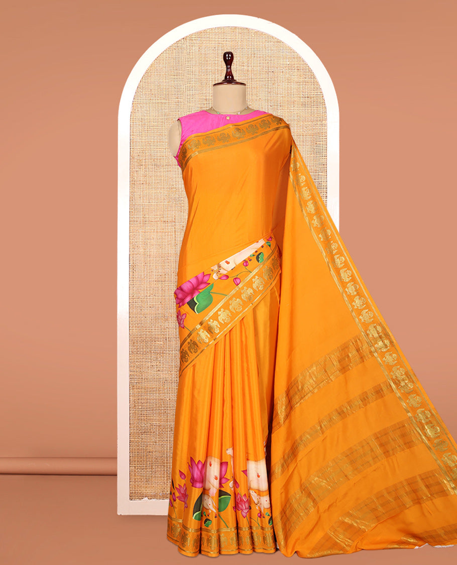 Orange Mysore Silk Saree