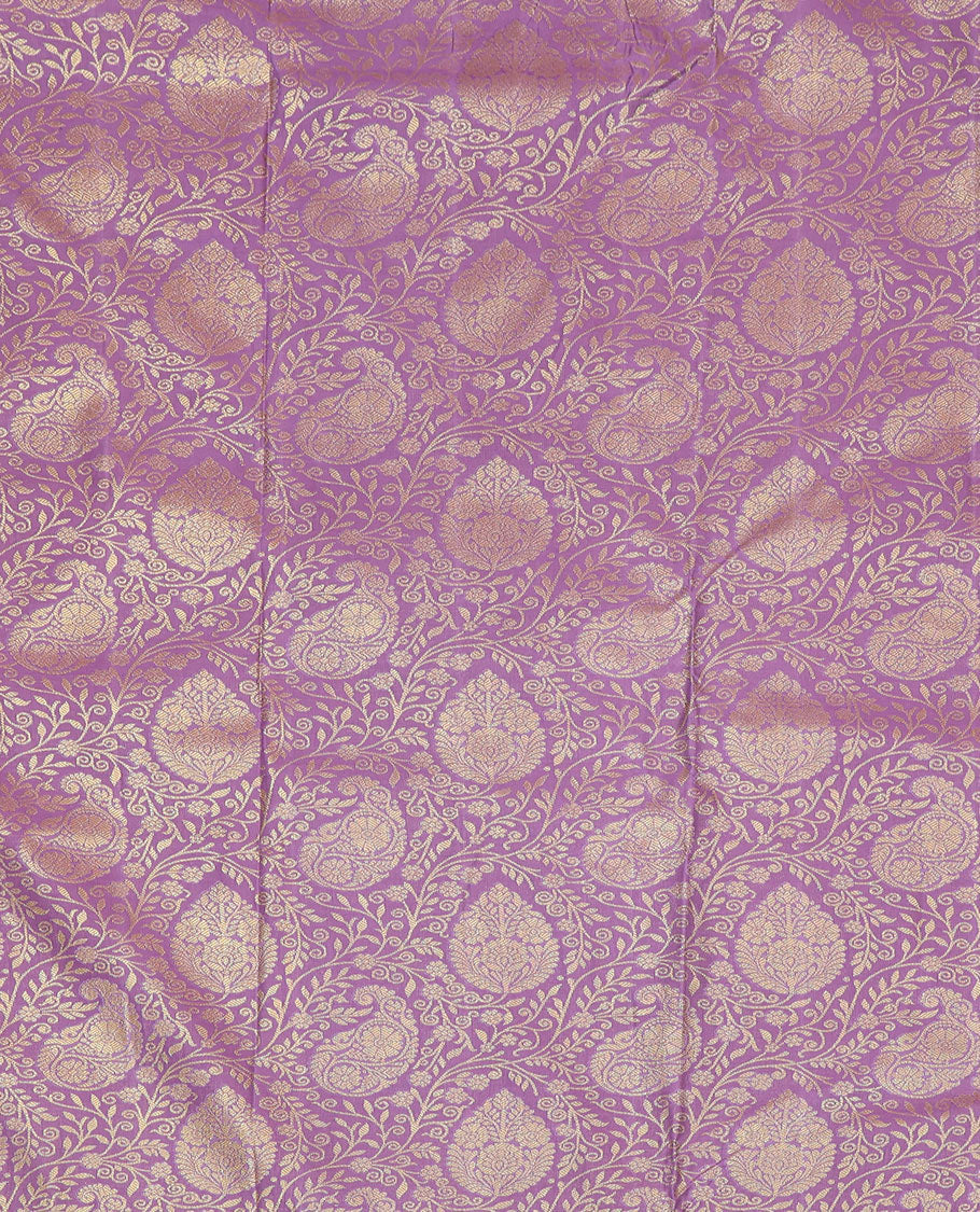 Lavender Art Silk Pavadai Material, Spotlighted with Jacquard Design, Contrast Traditional Zari Design Border, and a Contrast Blouse