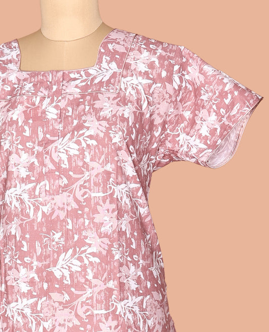Pink Cotton-Blended Nighty