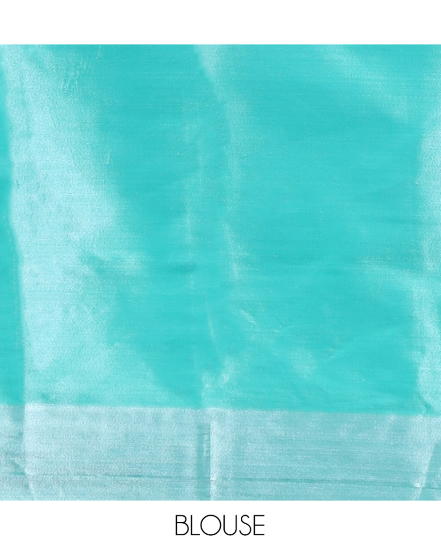 Pink Tissue Cotton Saree Features Floral Vine Design, a Zari Border, Contrast Intricate Pallu, and a Contrast Blouse