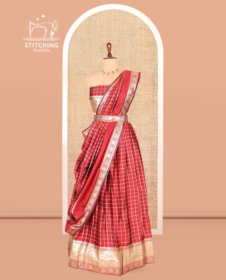 Maroon Semi-Silk Half-Saree