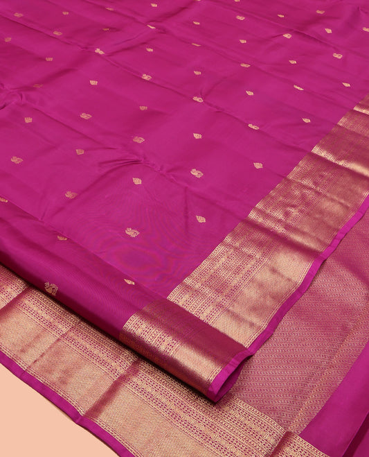 Rani Pink Vasundhara Lite Silk Mix Saree, Prettified with Zari Buttas, Highlighted by a Traditional Zari Border, Grand Pallu, and a Matching  Blouse
