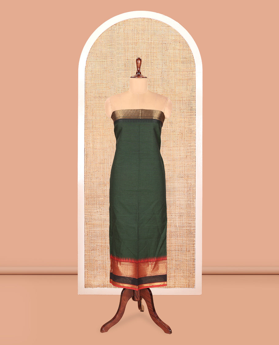 Bottle Green Mercerised Cotton Material Chudidar Set