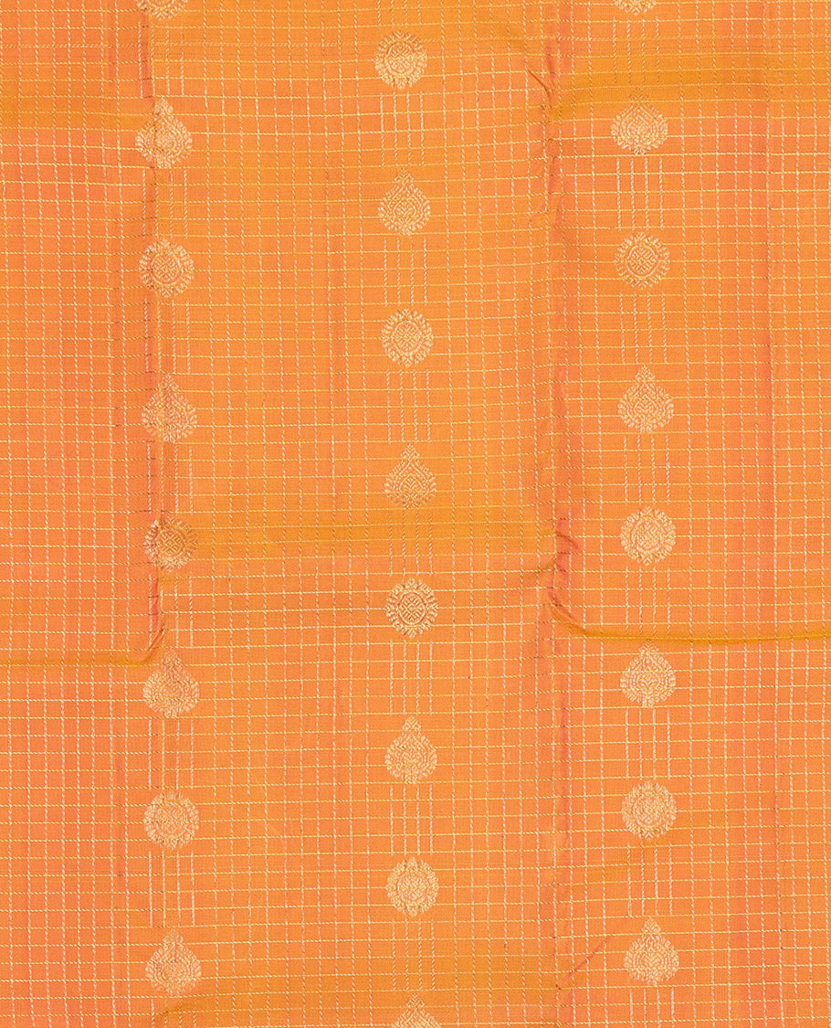 Orange Pure Silk Navarathna Pavadai Material Set