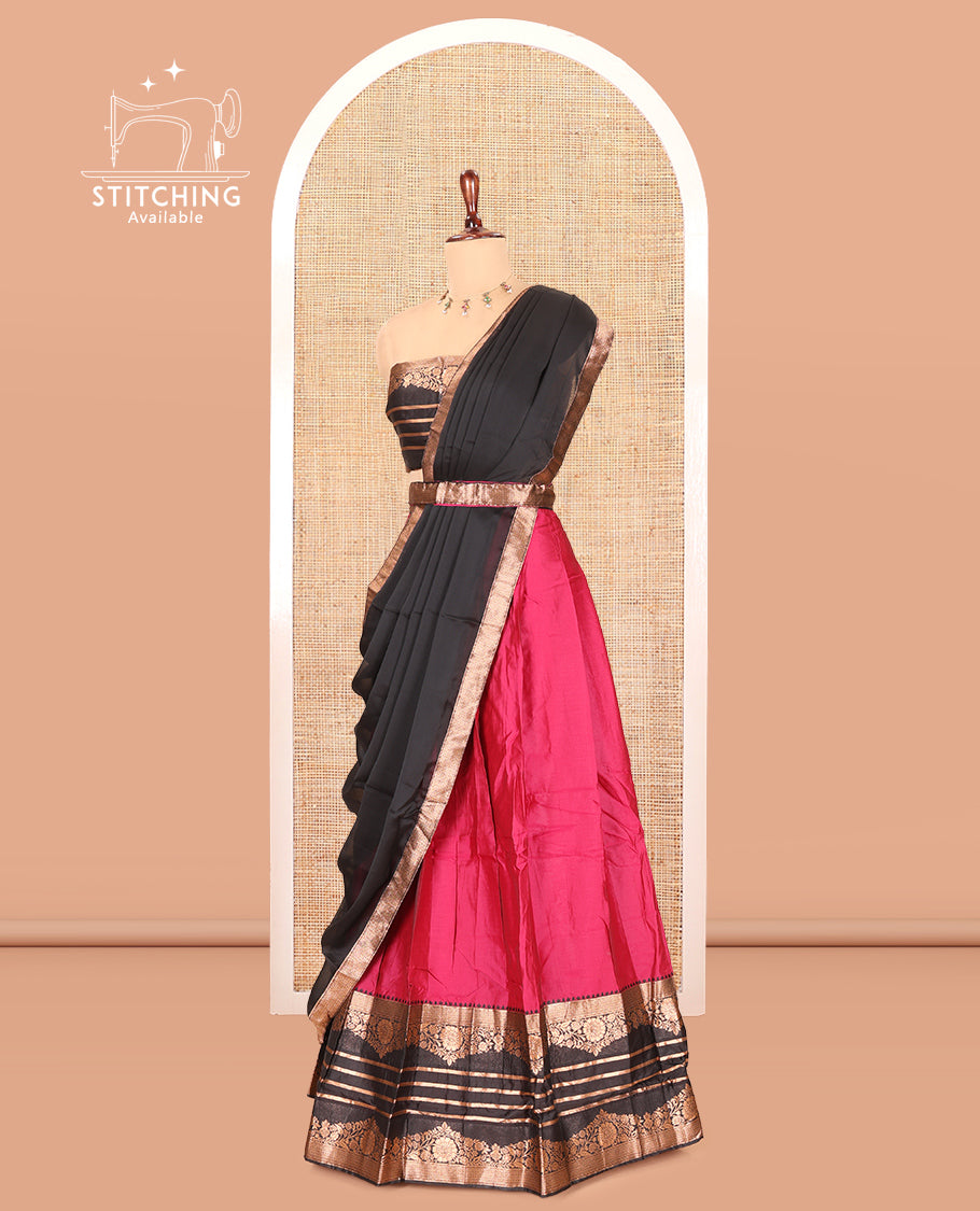 Rani Pink Semi-Silk Half-Saree