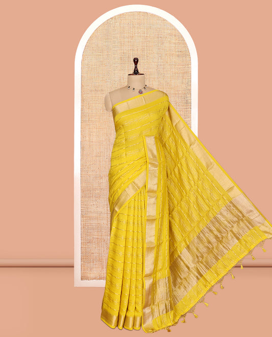 Yellow Assam Silk Saree