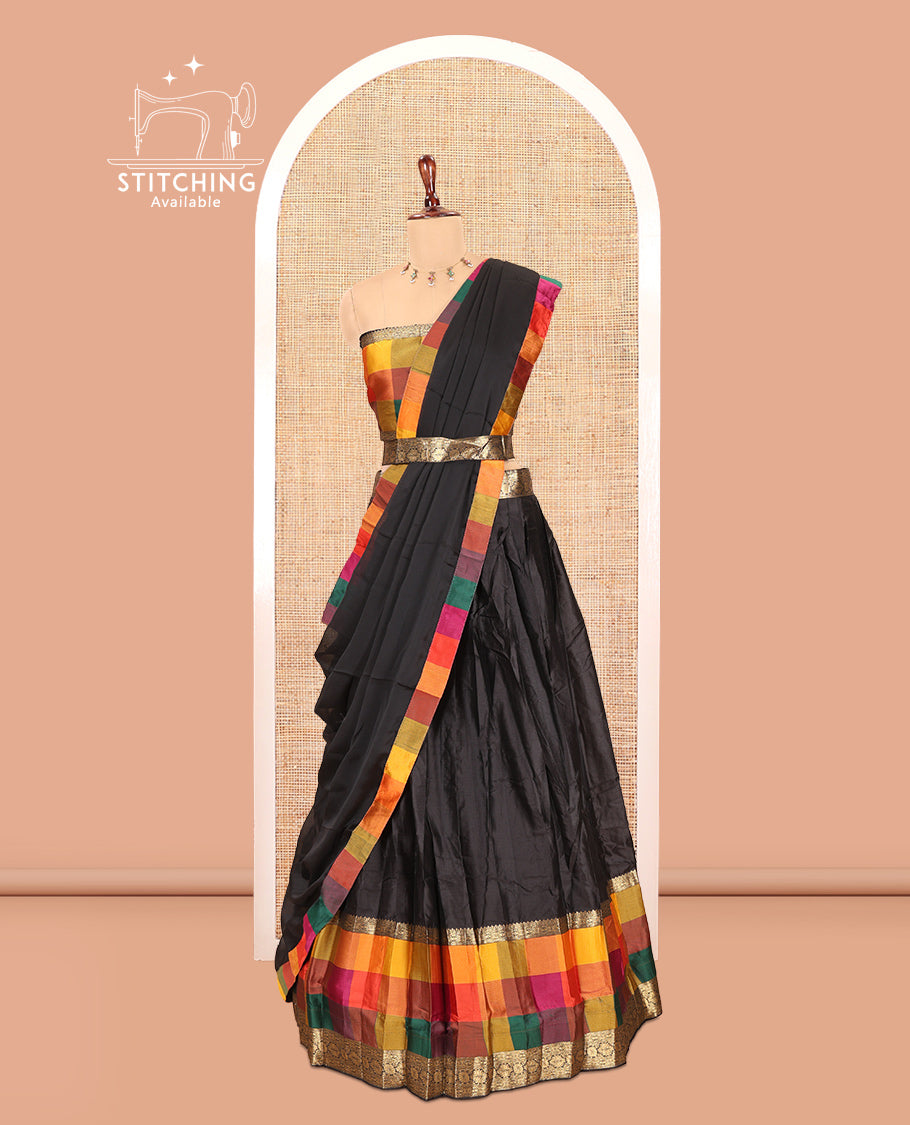 Black Semi-Silk Half-Saree