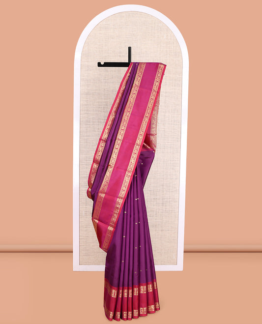 Purple Kanchipuram Chettinad Saree