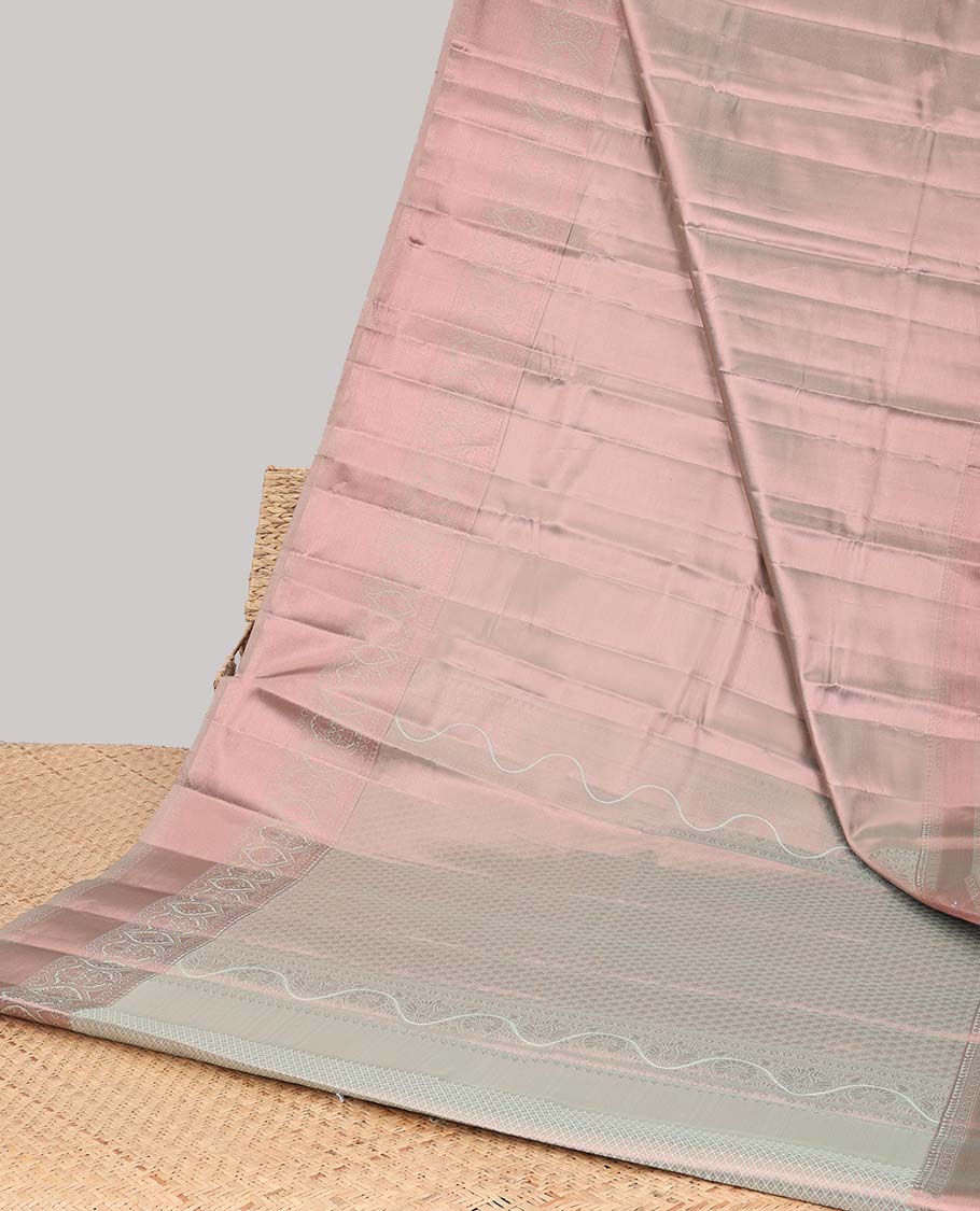 Grey budget silk saree with self zari design border & intricate zari design pallu