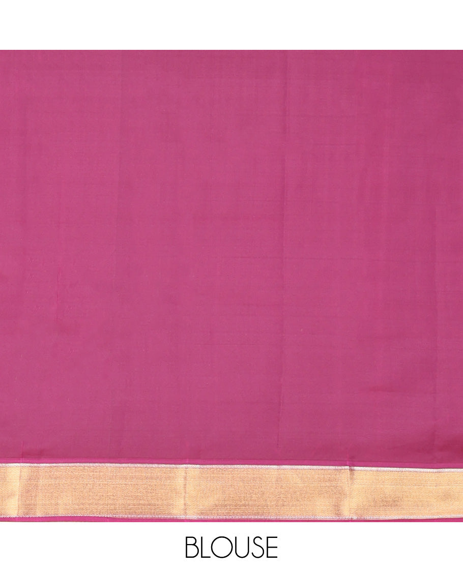 Yellow Vasundhara Lite Silk Mix Saree, Sparsely Woven with Zari Buttas, a Contrast Border of Mayil, Neli Kathir, Mayil Kann, and Rudraksham Designs, Grand Pallu, and a Contrast Blouse