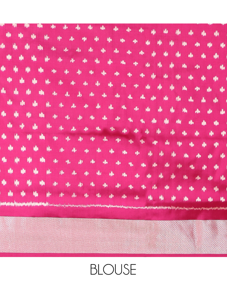 Wine Ikkat Silk Saree, Decorated with Ikkat Jaal Designs All Over Its Body, Highlighted by a Self-Border of Diamond Zari Designs, Pallu of Ikkat Designs, and Paired with a Matching Blouse