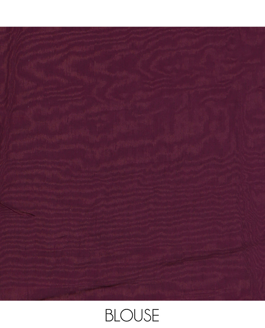 Purple Designer Saree, Beautifully Bedecked with Floral Embroidery, Scallop Border, and Matching Blouse