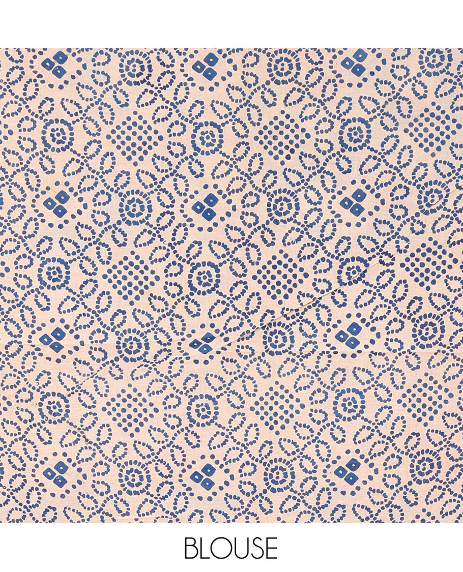 Brown Machine-Printed Kalamkari Cotton Saree, Accentuated with Floral Motifs on Its Body, Complemented by a Contrast Village-Theme Printed Border, Pallu of Peacock Motifs Print, and Paired with a Printed Blouse