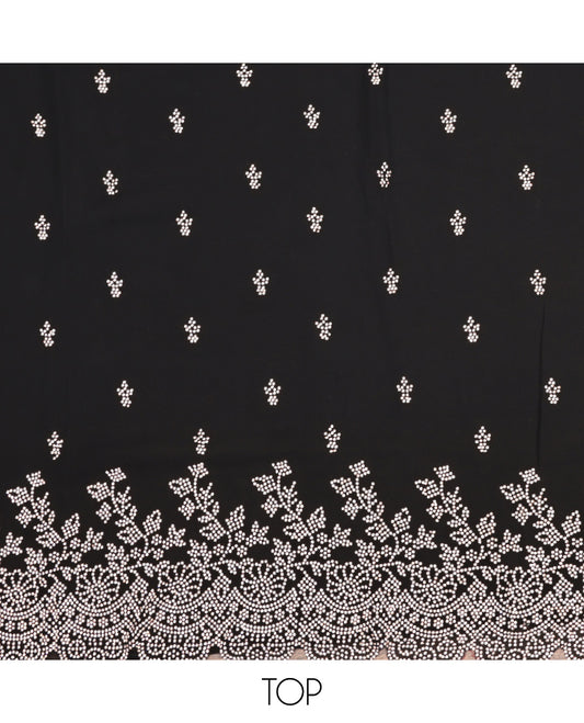 Black Material Churidar Set, Bedecked with Intricately Printed on Its Chanderi Silk Top, a Plain Bottom, and Printed Dupatta