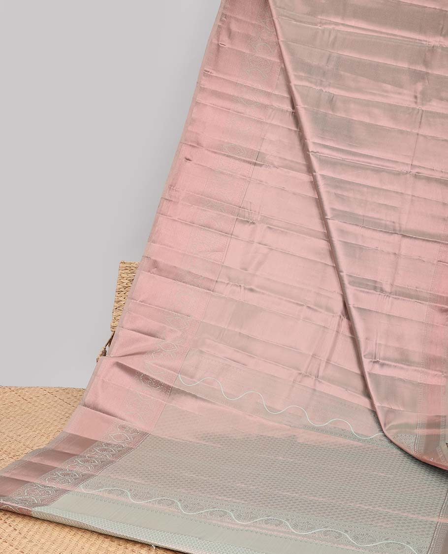 Green tissue saree with self zari design border & intricate zari design pallu