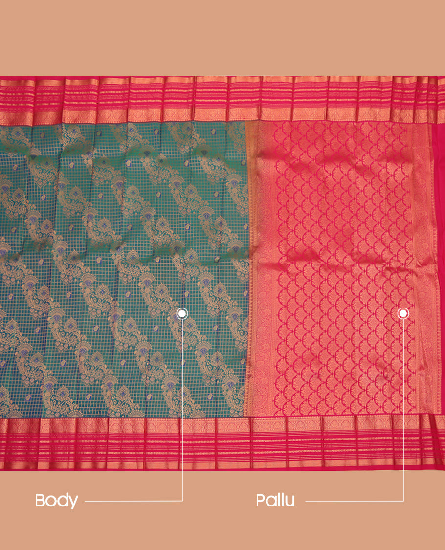 Peacock Blue Budget Silk Saree
