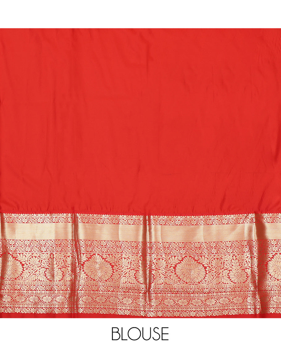 Lavender Art Silk Pavadai Material, Spotlighted with Jacquard Design, Contrast Traditional Zari Design Border, and a Contrast Blouse