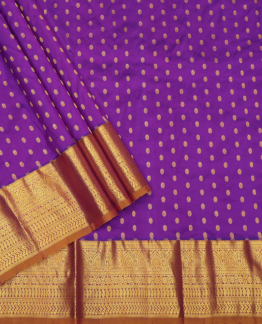 Violet Pure Silk Navarathna Pavadai Material Set